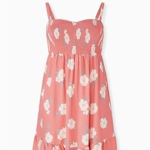 CHALLIS SMOCKED SHIRRED HEM SKATER DRESSA